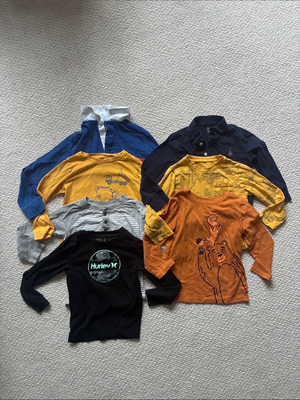 Lot Bundle of seven (7) 4T long sleeved shirts - gap, Cat & Jack
